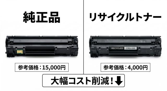 CRG-335 純正品・互換品・リサイクルトナーのコスト比較