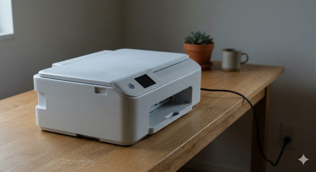 電源が入らず無反応なプリンターの電源ボタンのアップ