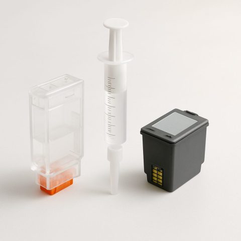 クリーニングカートリッジと洗浄液のイメージ