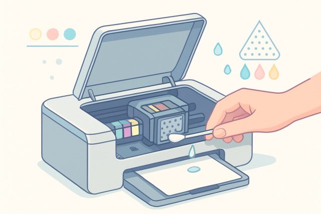 プリンターのプリントヘッドをメンテナンスする様子のイメージ