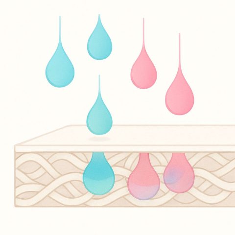 染料インクの分子が紙に浸透するイメージ図