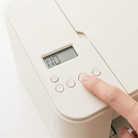 ストップボタンを長押ししてエラーをリセットしている様子