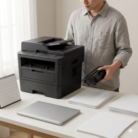 月間印刷量からトナーを選ぶ小規模オフィスのイメージ